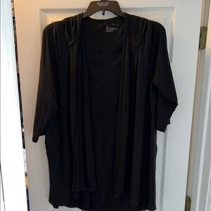 Black Livi  / Lane Bryant Hooded Cardigan. 3/4 sleeve. Size 14 / 16.